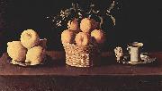 Plato con limones cesta con naranjas y taza con una rosa Francisco de Zurbaran